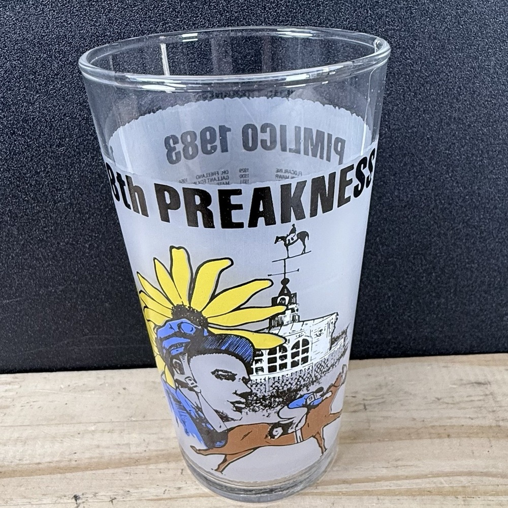 108th Preakness Pimlico Baltimore MD 1983 Horse Race Souvenir Drinking Glass